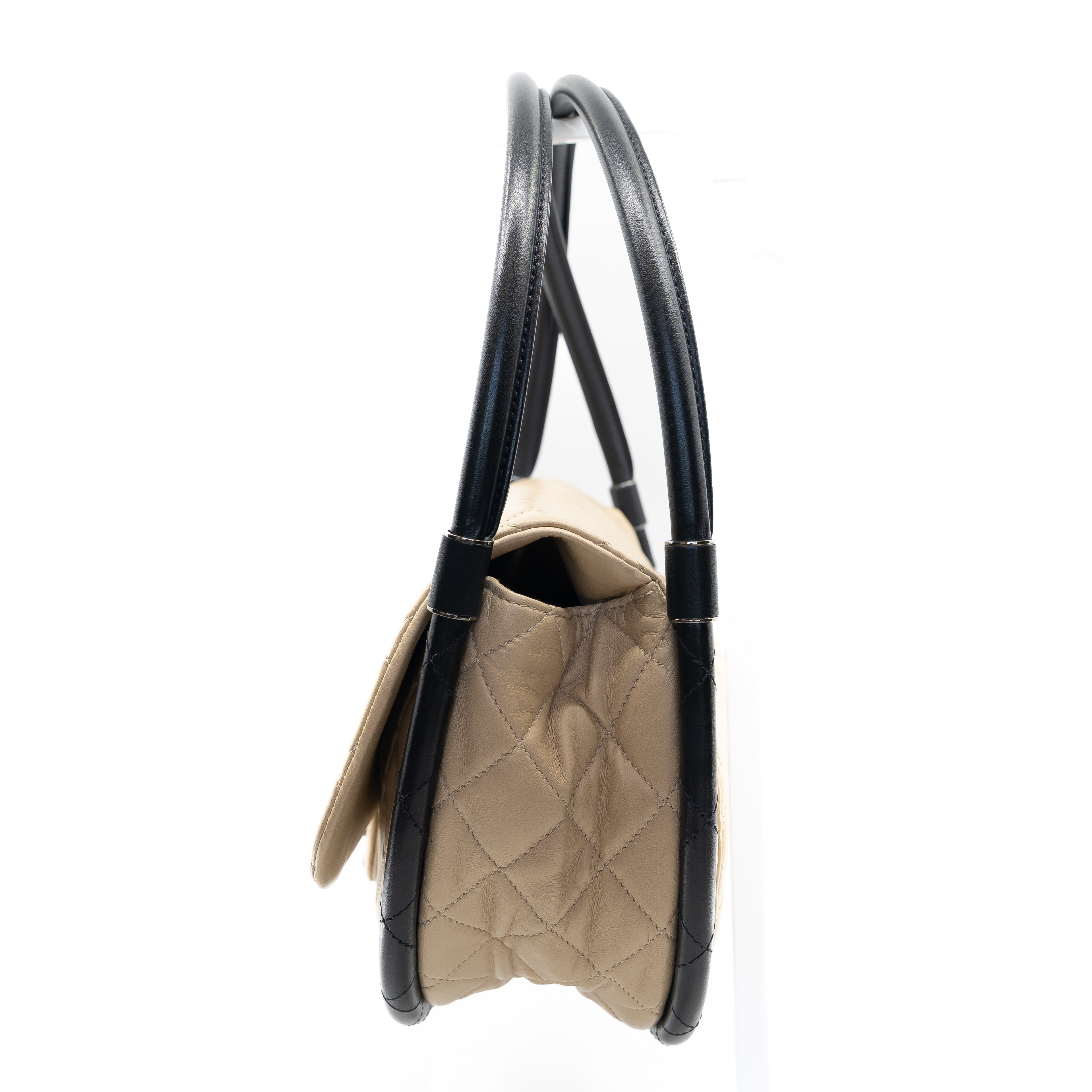 Hula Hoop Shoulder Bag Nude & Black Lambskin