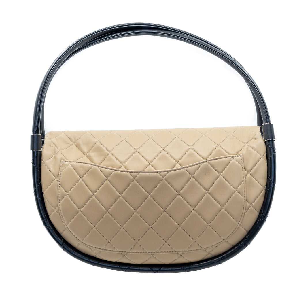Hula Hoop Shoulder Bag Nude & Black Lambskin