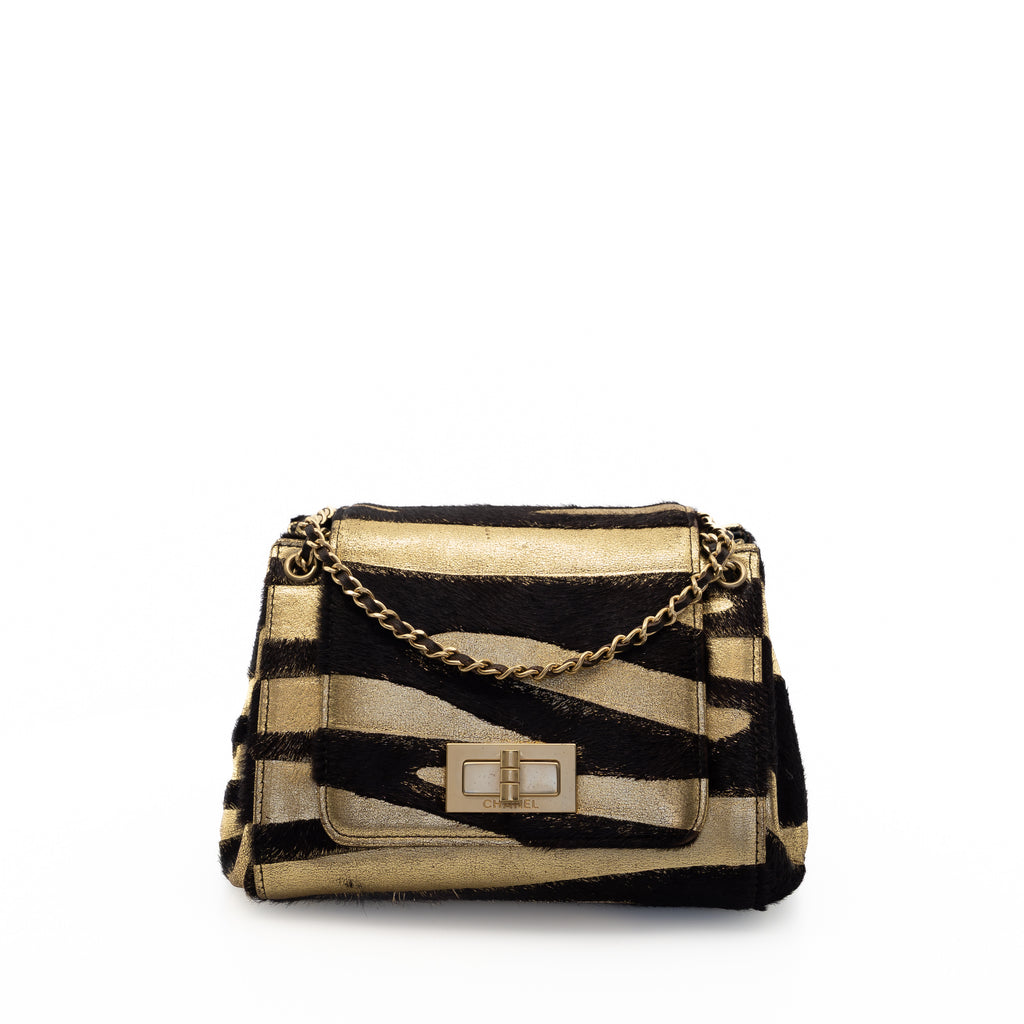 Vintage Pony Hair Reissue Flap Gold & Black Zebra Stripe
