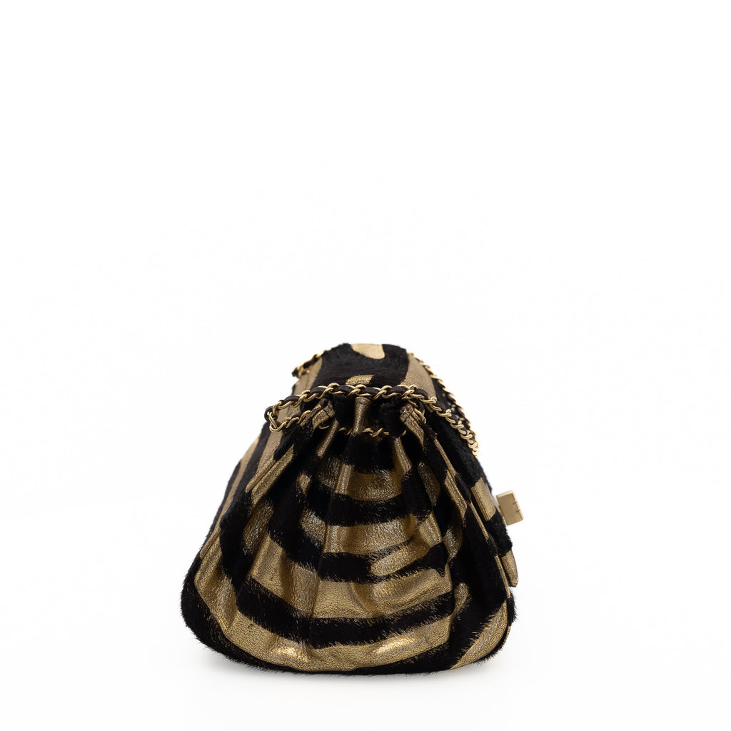 Vintage Pony Hair Reissue Flap Gold & Black Zebra Stripe