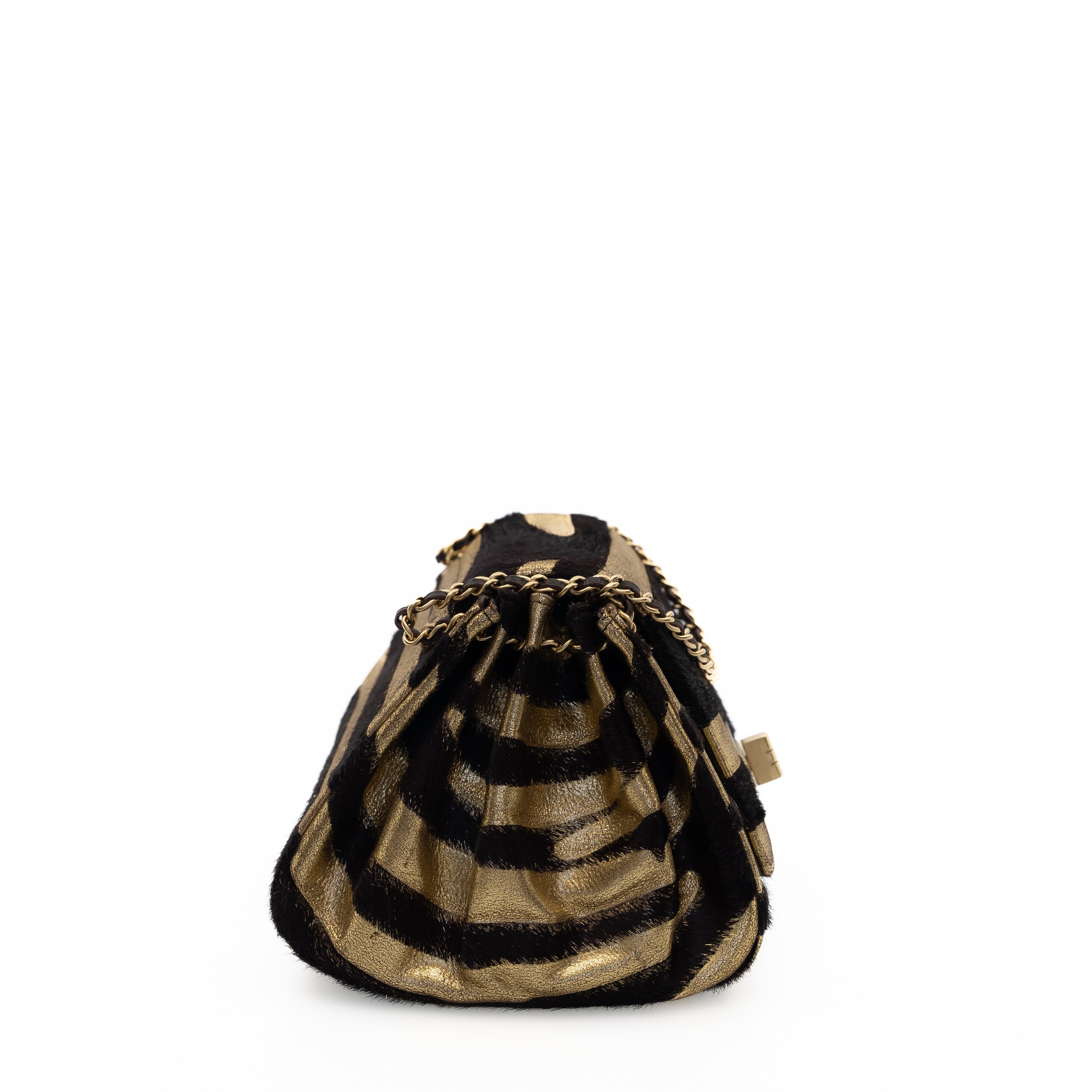 Vintage Pony Hair Reissue Flap Gold & Black Zebra Stripe