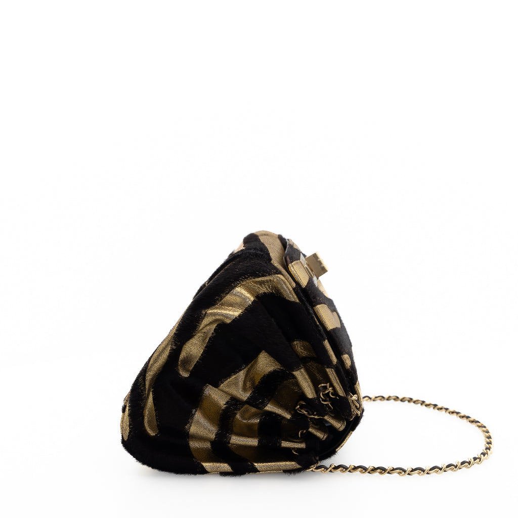 Vintage Pony Hair Reissue Flap Gold & Black Zebra Stripe