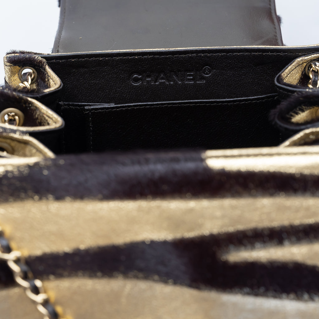 Vintage Pony Hair Reissue Flap Gold & Black Zebra Stripe