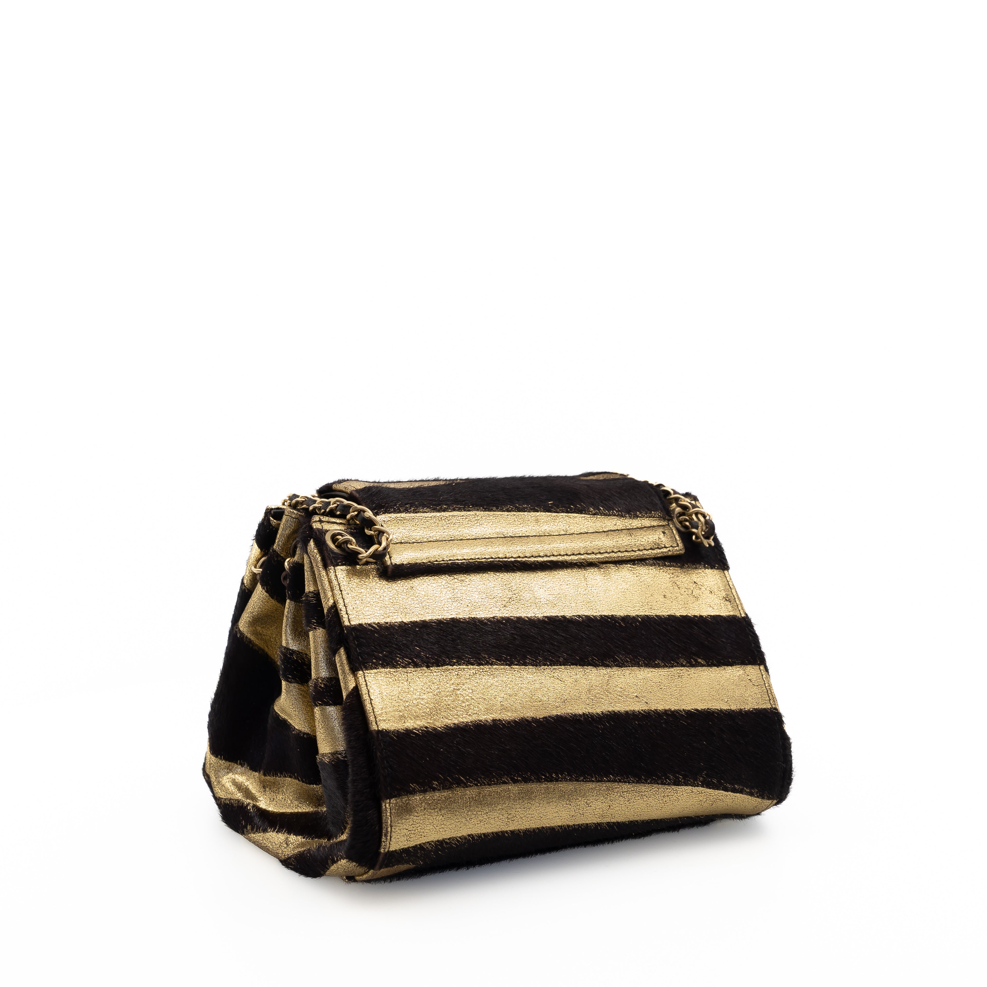 Vintage Pony Hair Reissue Flap Gold & Black Zebra Stripe