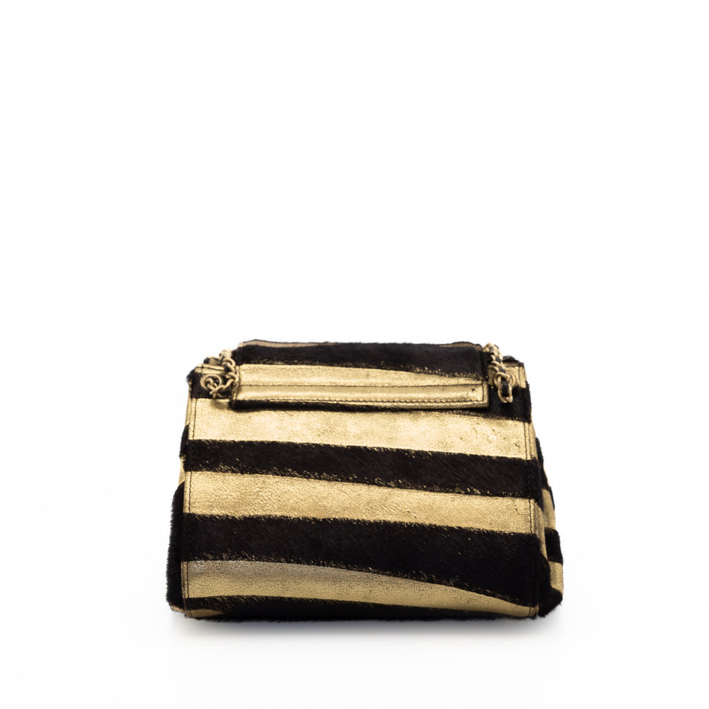 Vintage Pony Hair Reissue Flap Gold & Black Zebra Stripe