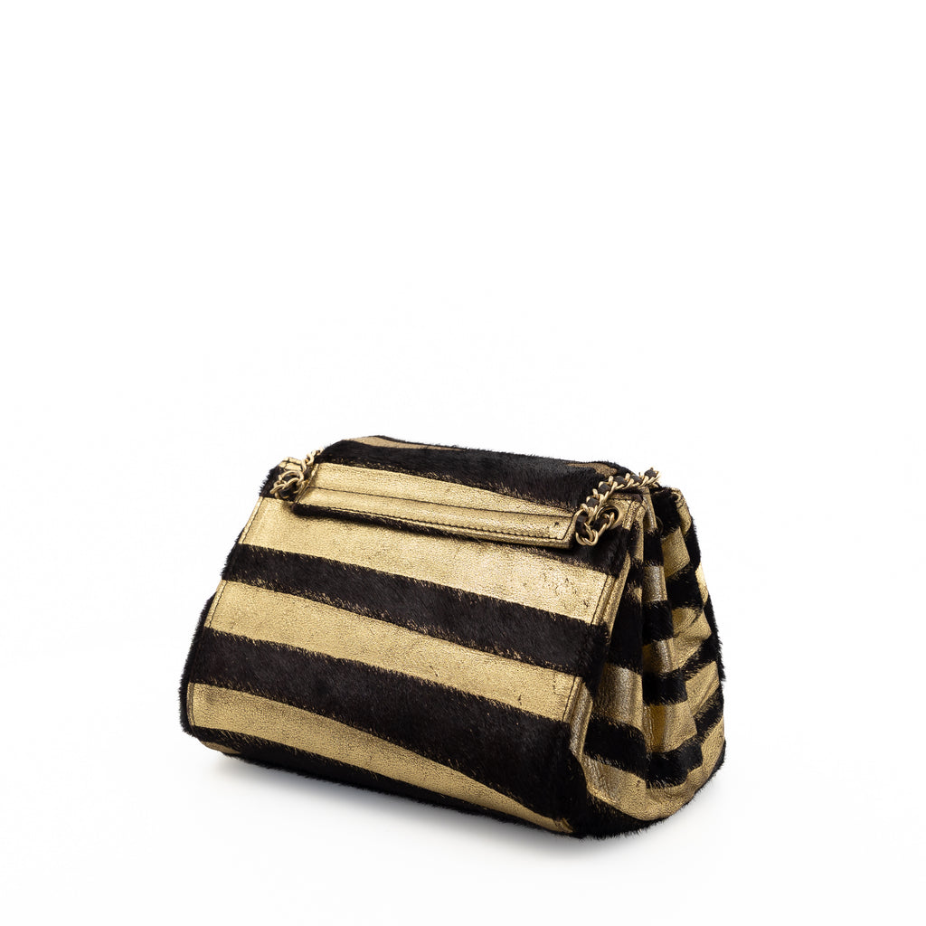 Vintage Pony Hair Reissue Flap Gold & Black Zebra Stripe