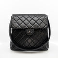 Vintage Double-Sided Black Quilted Lambskin Flap Bag