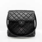 Vintage Double-Sided Black Quilted Lambskin Flap Bag