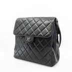 Vintage Double-Sided Black Quilted Lambskin Flap Bag