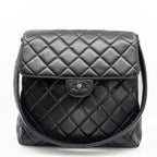 Vintage Double-Sided Black Quilted Lambskin Flap Bag