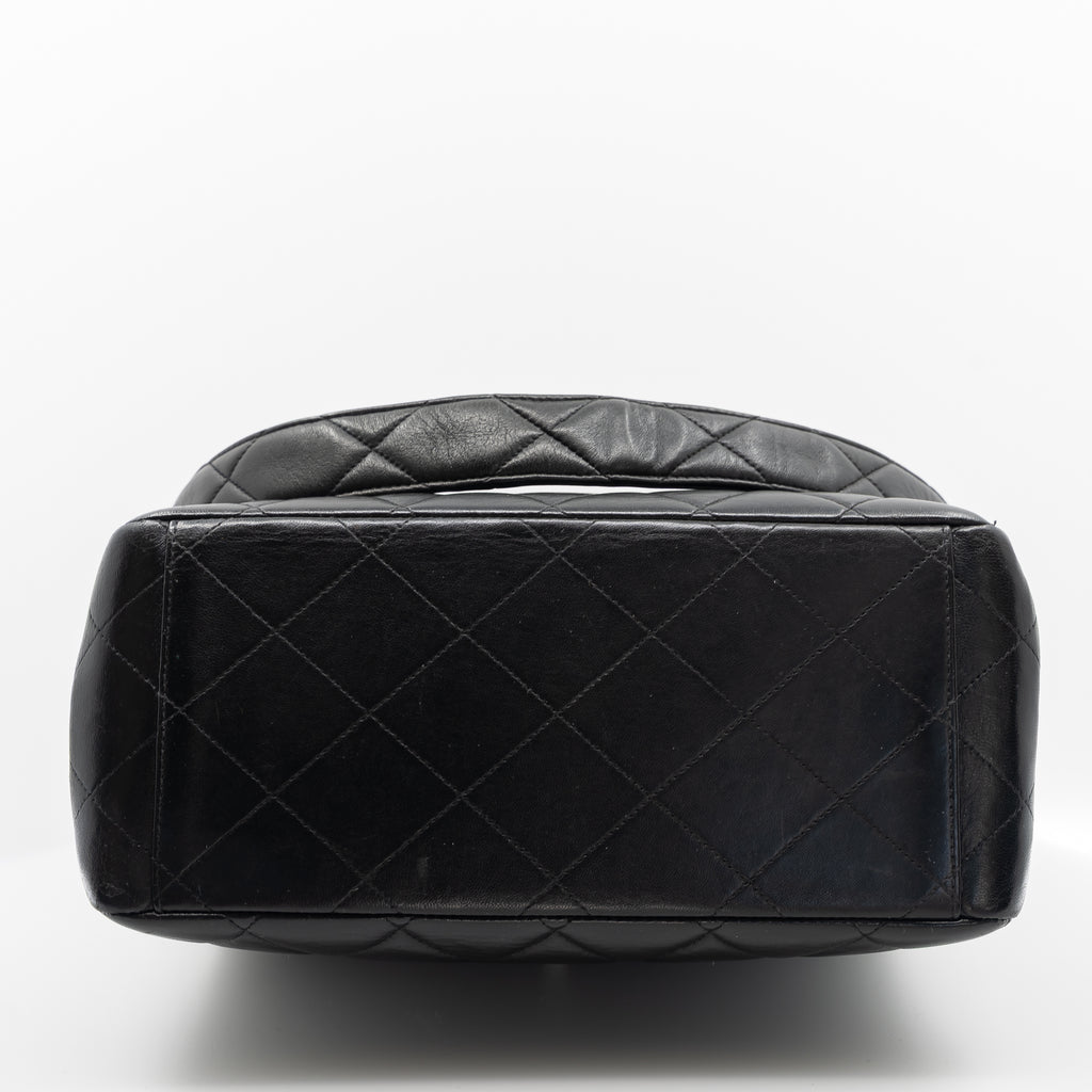 Vintage Double-Sided Black Quilted Lambskin Flap Bag
