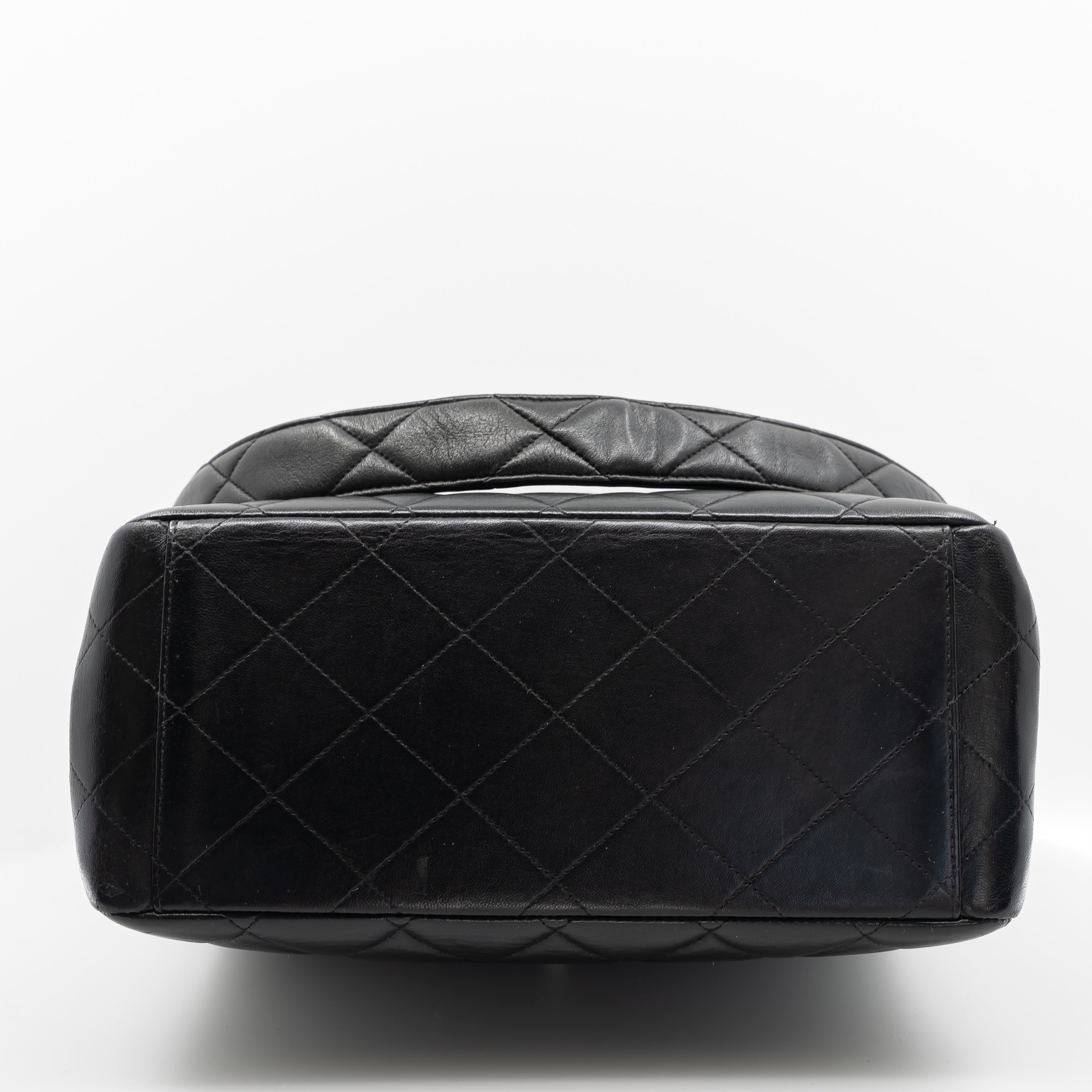 Vintage Double-Sided Black Quilted Lambskin Flap Bag