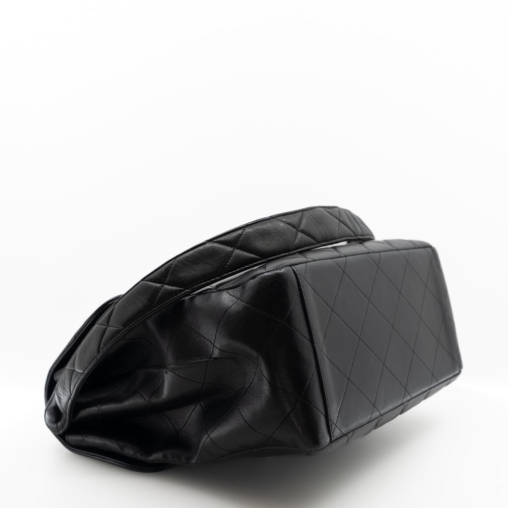 Vintage Double-Sided Black Quilted Lambskin Flap Bag