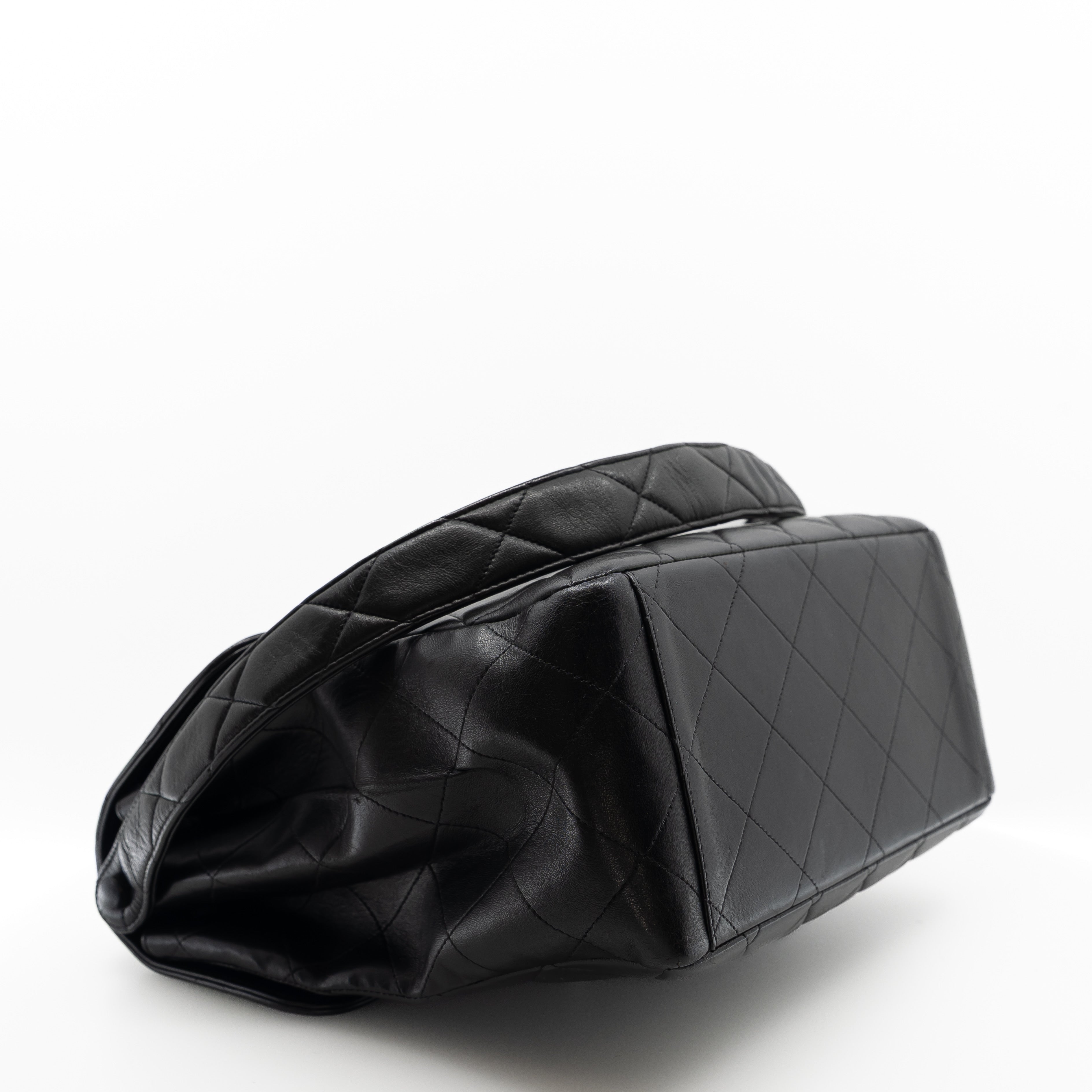 Vintage Double-Sided Black Quilted Lambskin Flap Bag