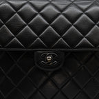 Vintage Double-Sided Black Quilted Lambskin Flap Bag