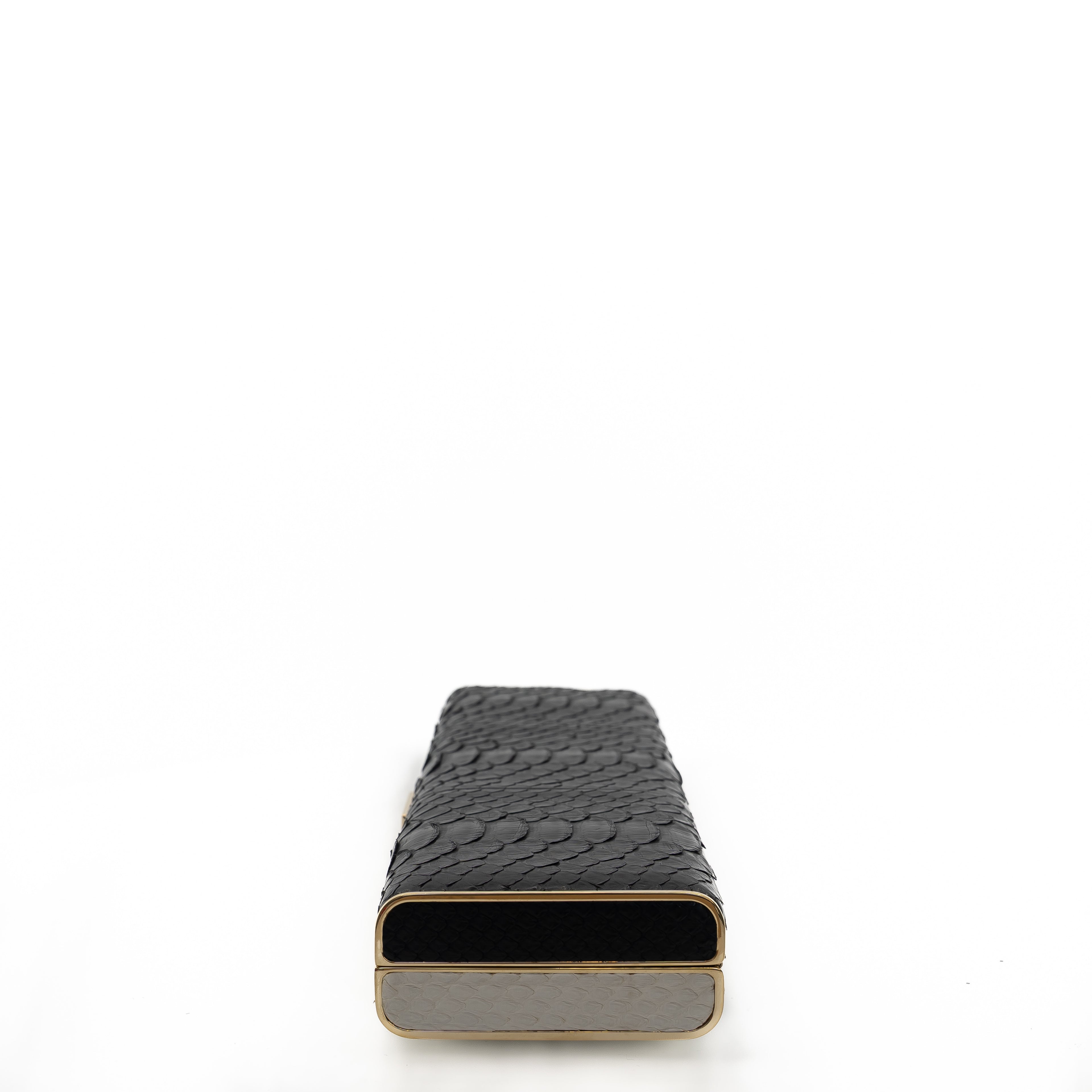 Chanel Black & White Python Frame Clutch