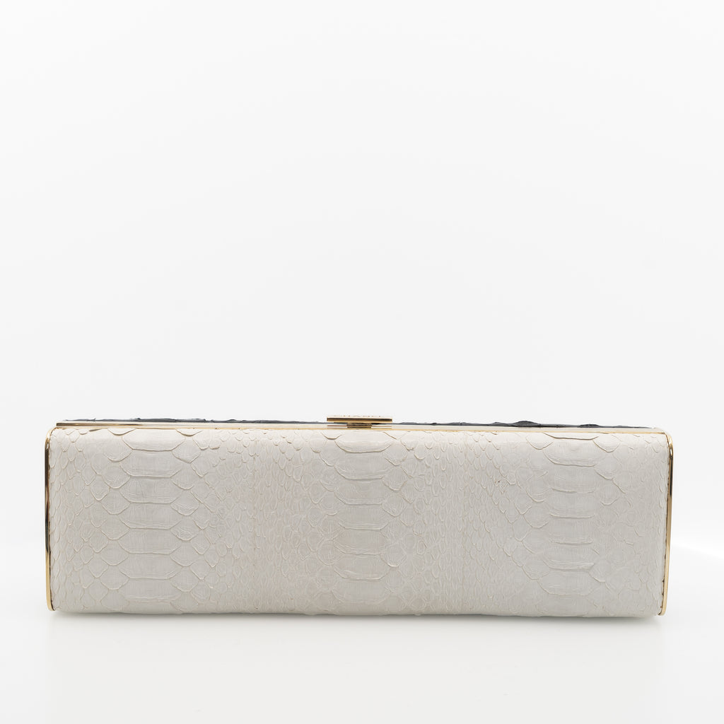 Chanel Black & White Python Frame Clutch
