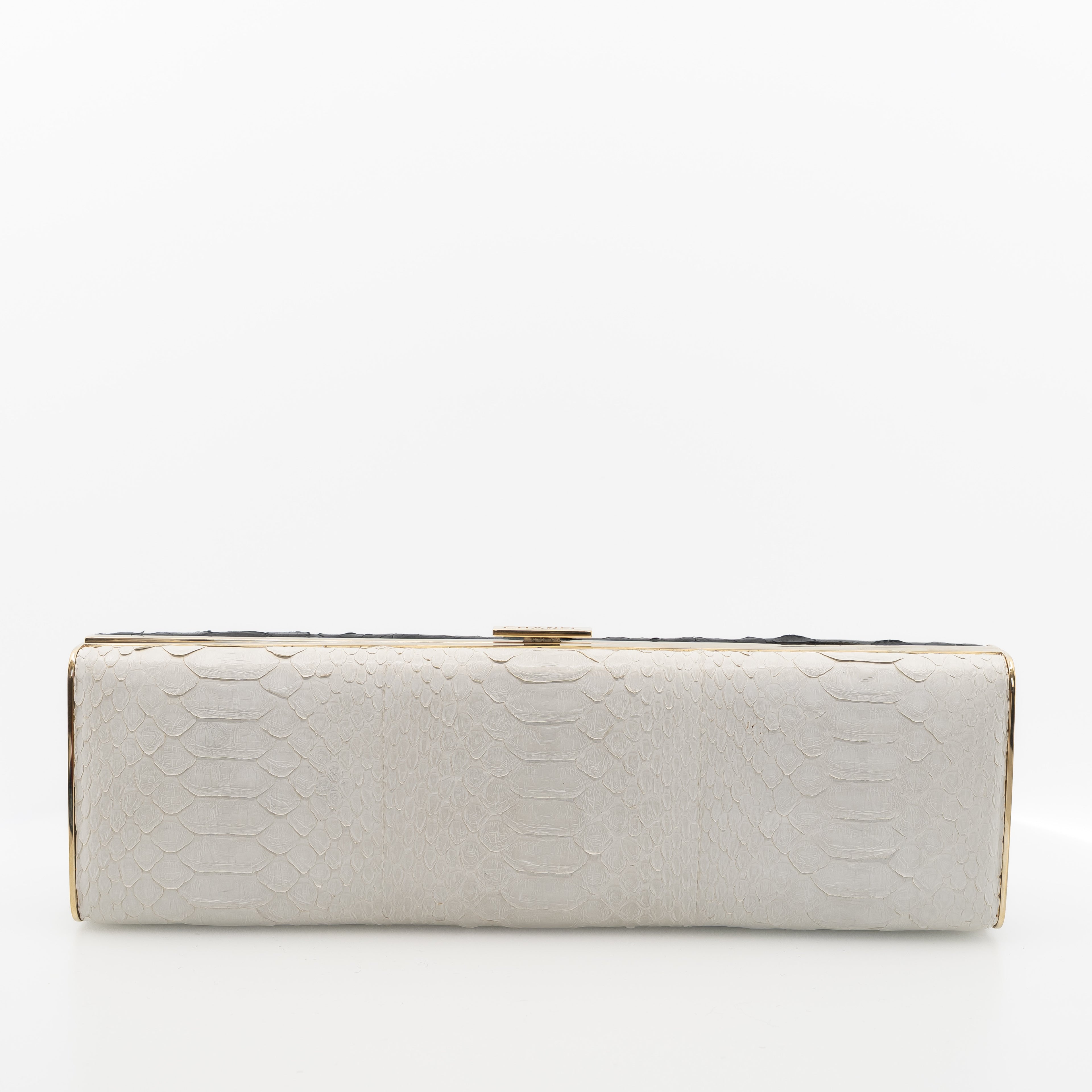 Chanel Black & White Python Frame Clutch