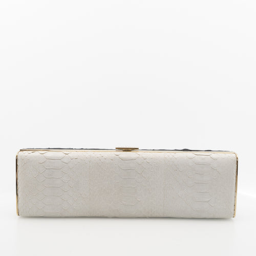 Chanel Black & White Python Frame Clutch