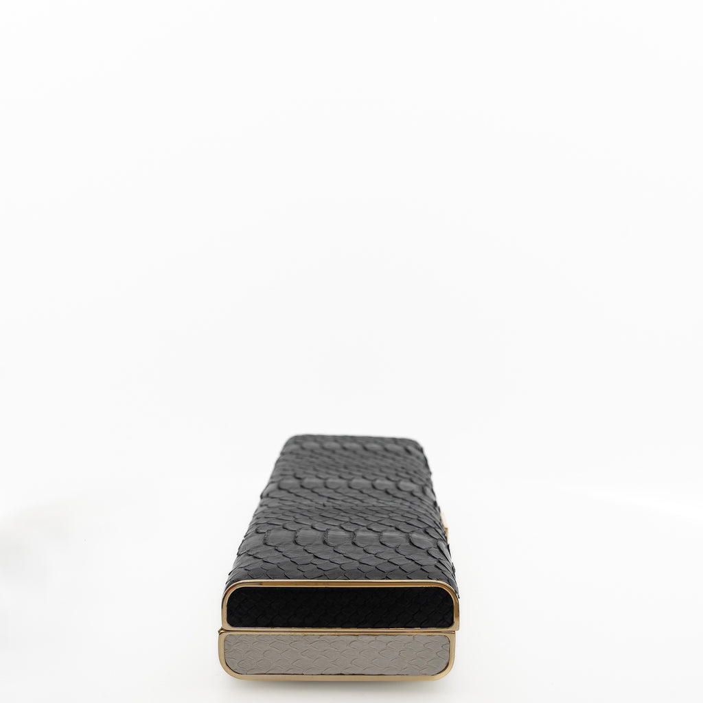 Chanel Black & White Python Frame Clutch