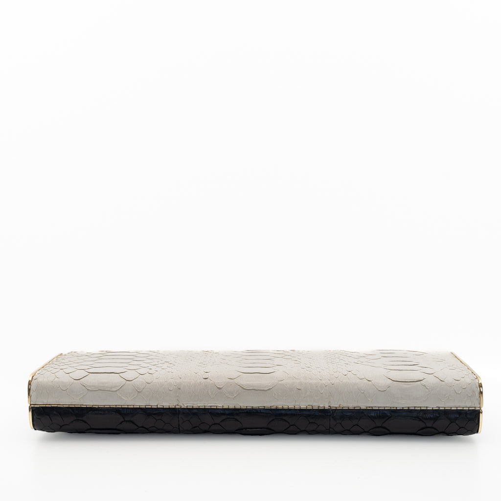Chanel Black & White Python Frame Clutch