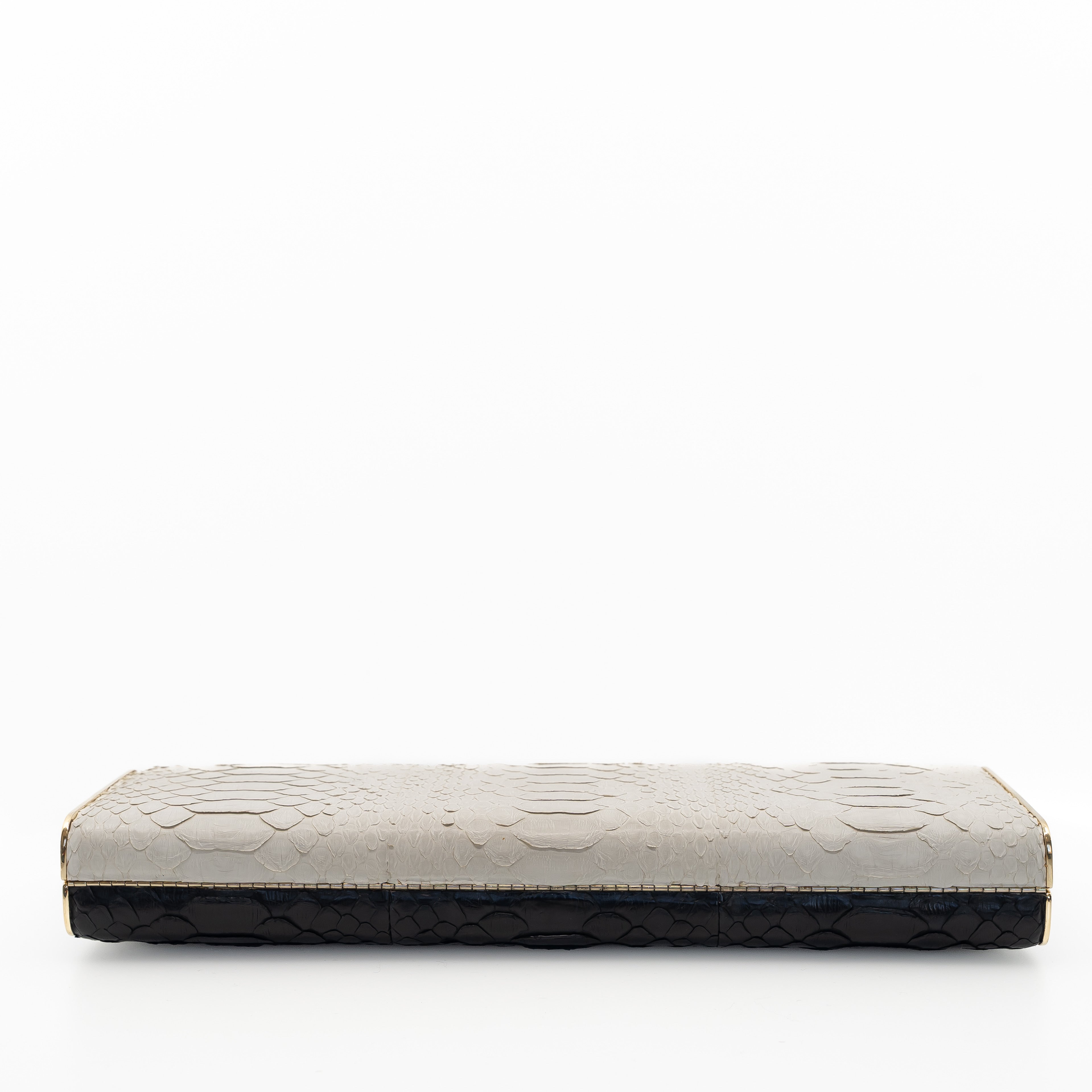 Chanel Black & White Python Frame Clutch