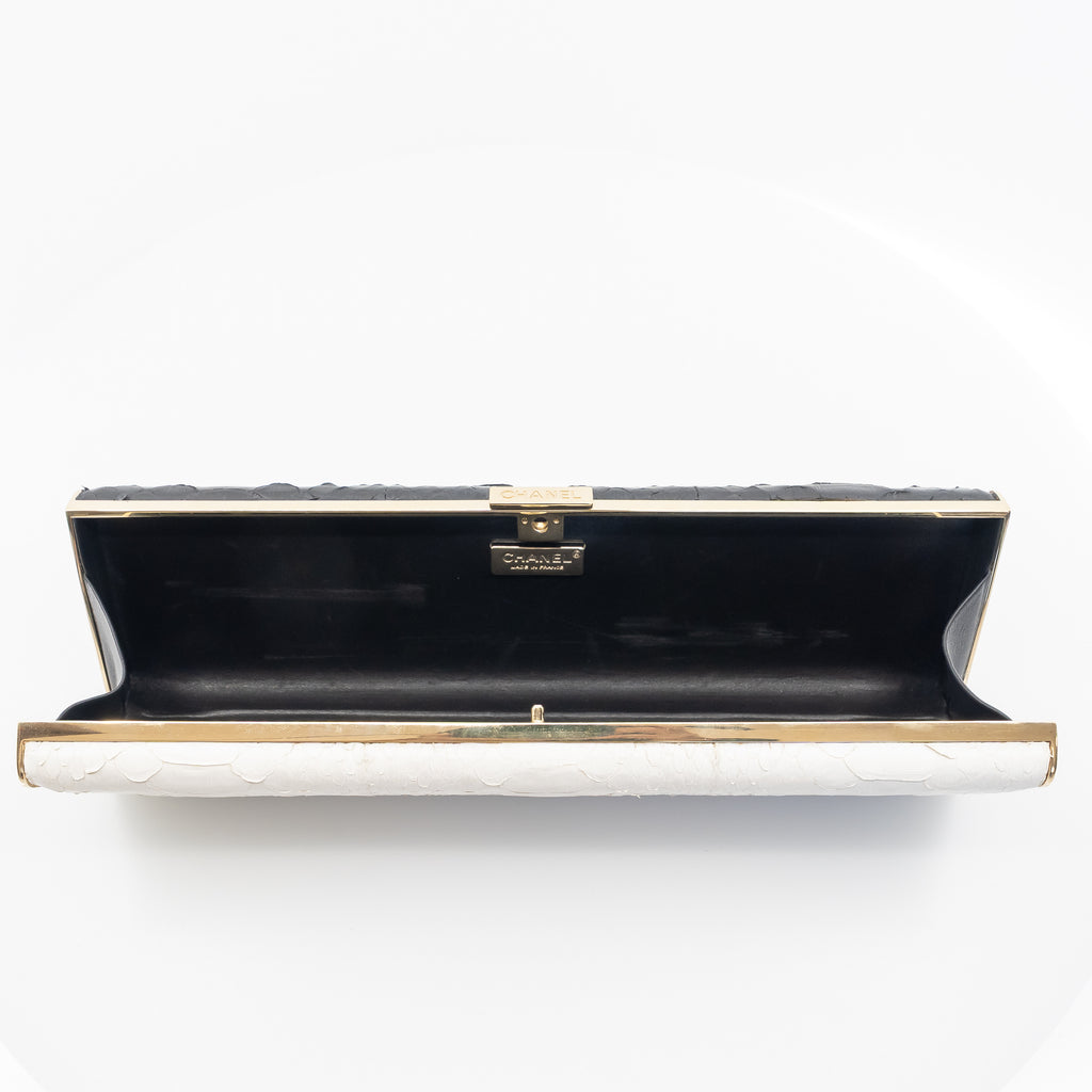 Chanel Black & White Python Frame Clutch