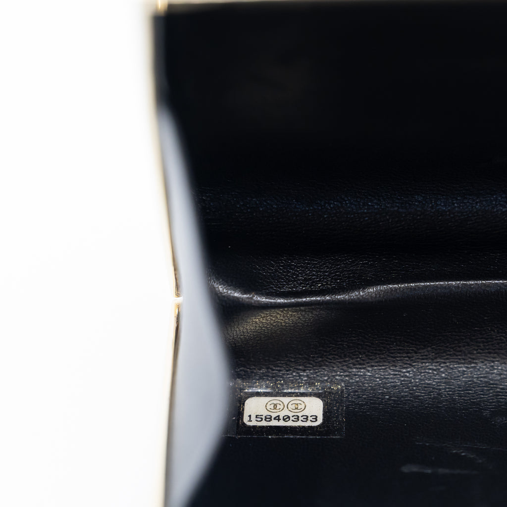 Chanel Black & White Python Frame Clutch