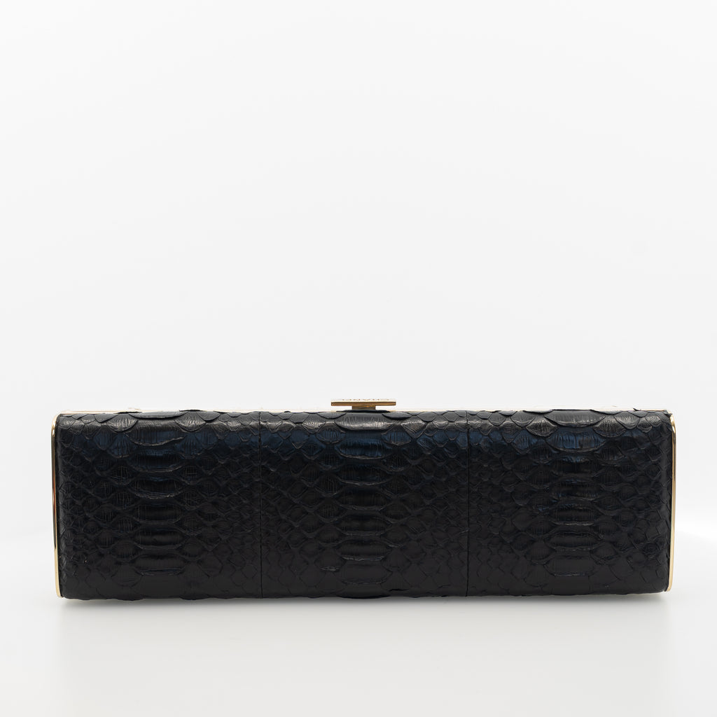 Chanel Black & White Python Frame Clutch