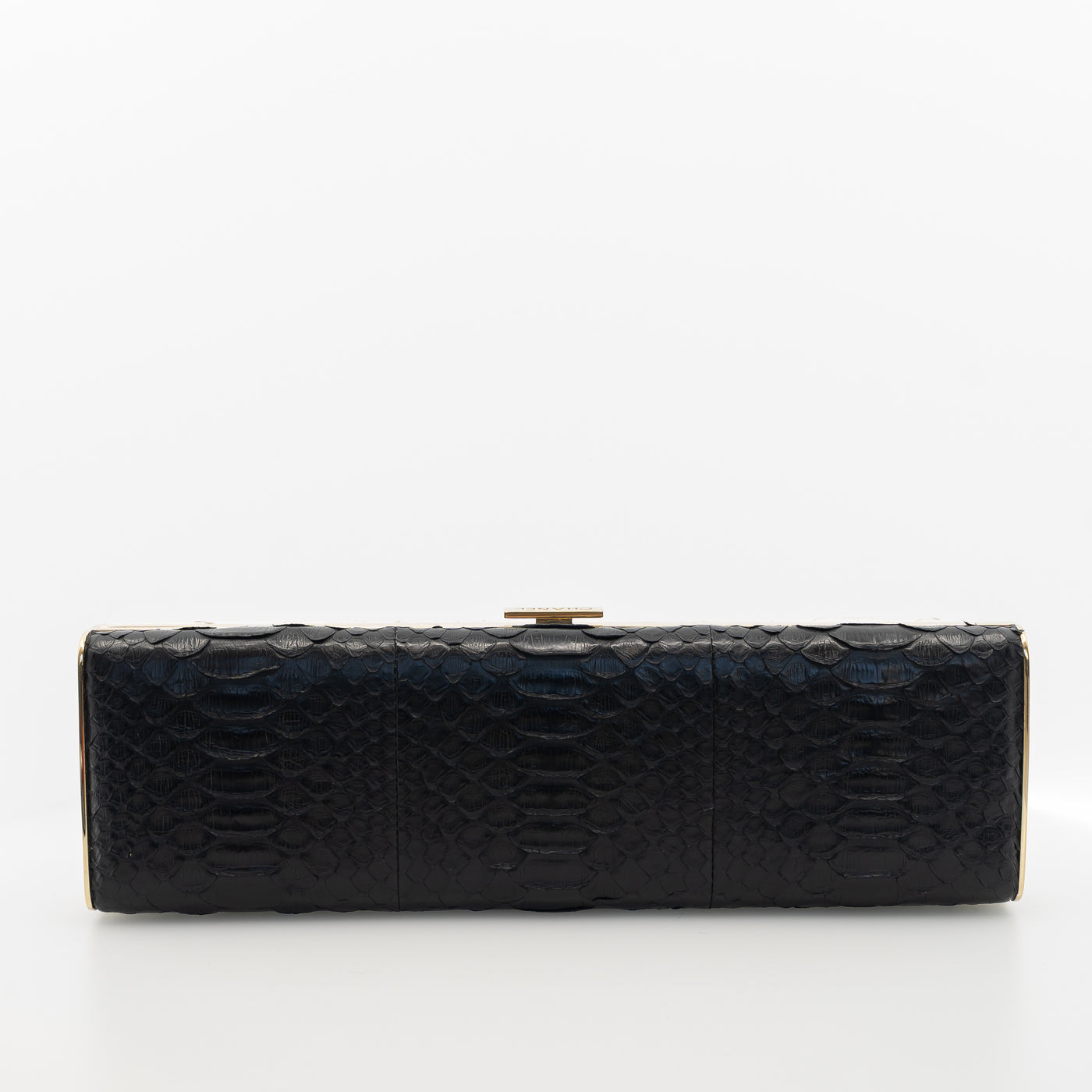 Chanel Black & White Python Frame Clutch