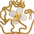 Vintage Gold Plated Mother of Pearl Clover Necklace
