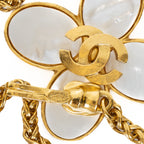 Vintage Gold Plated Mother of Pearl Clover Necklace