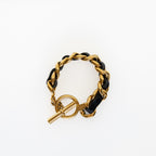 Vintage 1980's Gold and Leather Toggle Bracelet