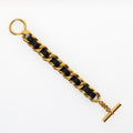 Vintage 1980's Gold and Leather Toggle Bracelet