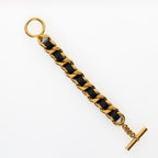 Vintage 1980's Gold and Leather Toggle Bracelet