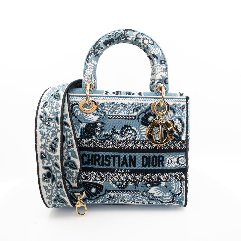 Lady D-Lite Medium Bag Embroidered Canvas