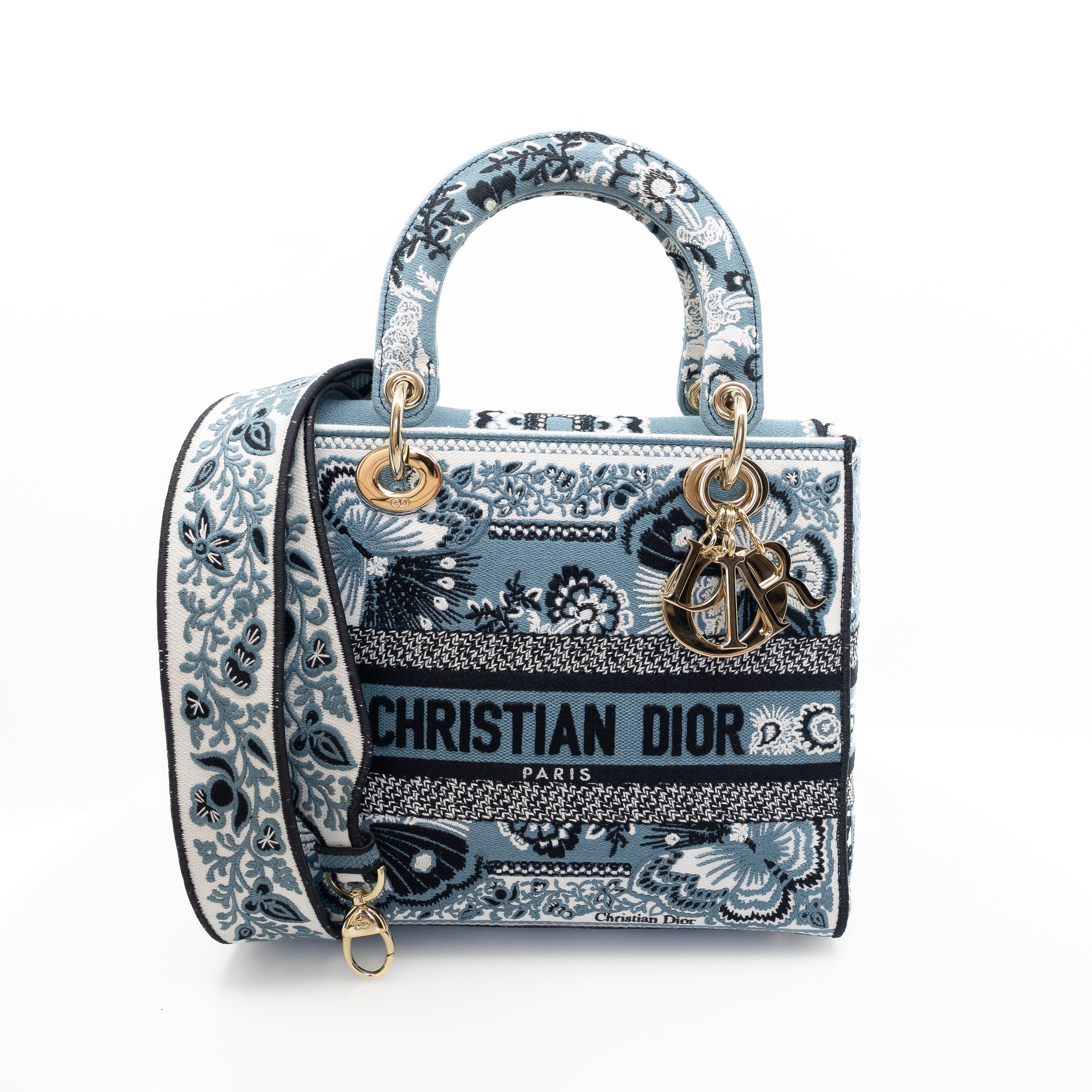 Lady D-Lite Medium Bag Embroidered Canvas