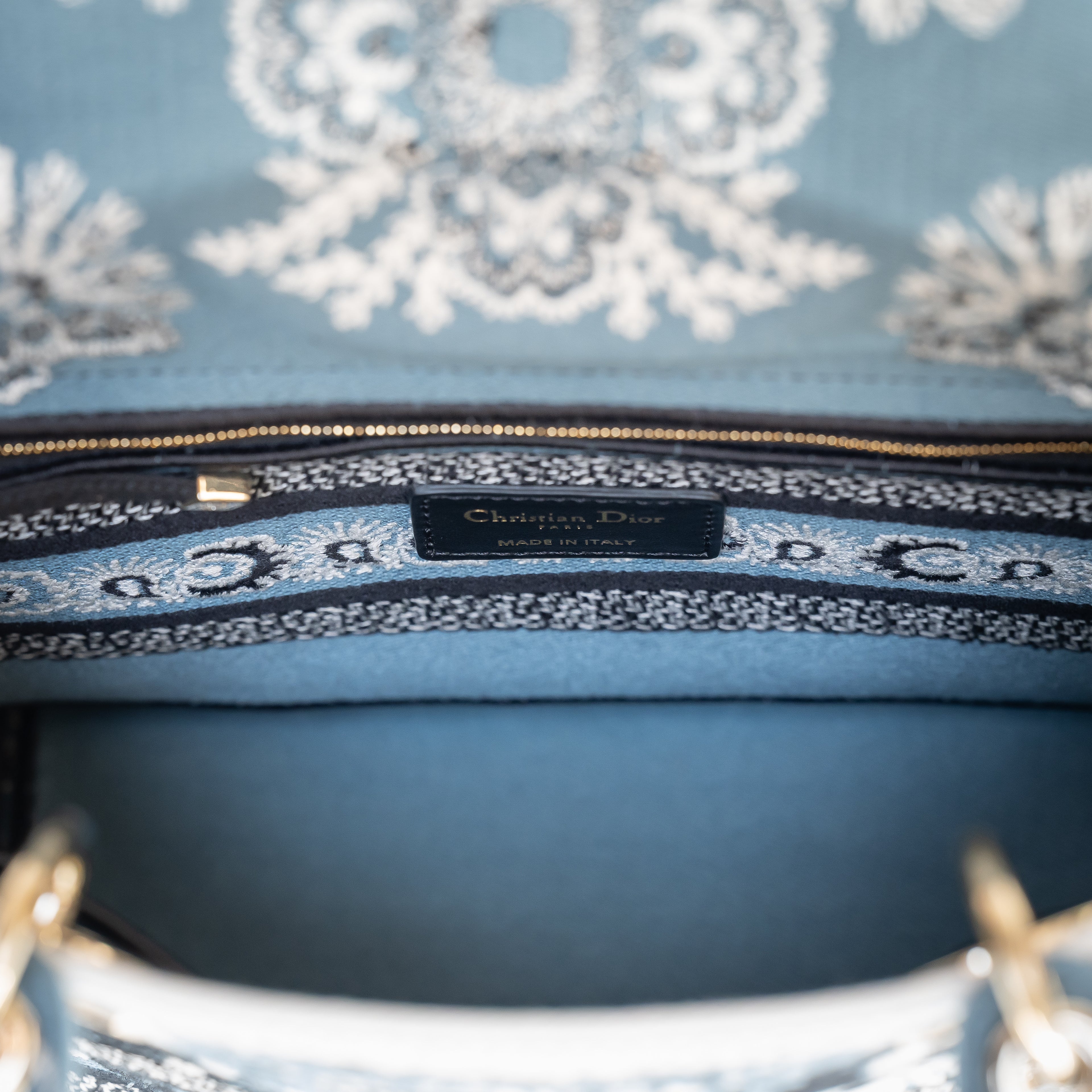 Lady D-Lite Medium Bag Embroidered Canvas