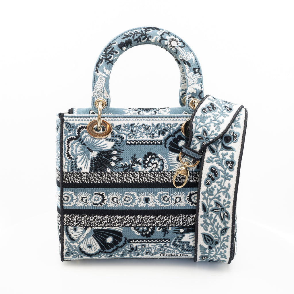 Lady D-Lite Medium Bag Embroidered Canvas