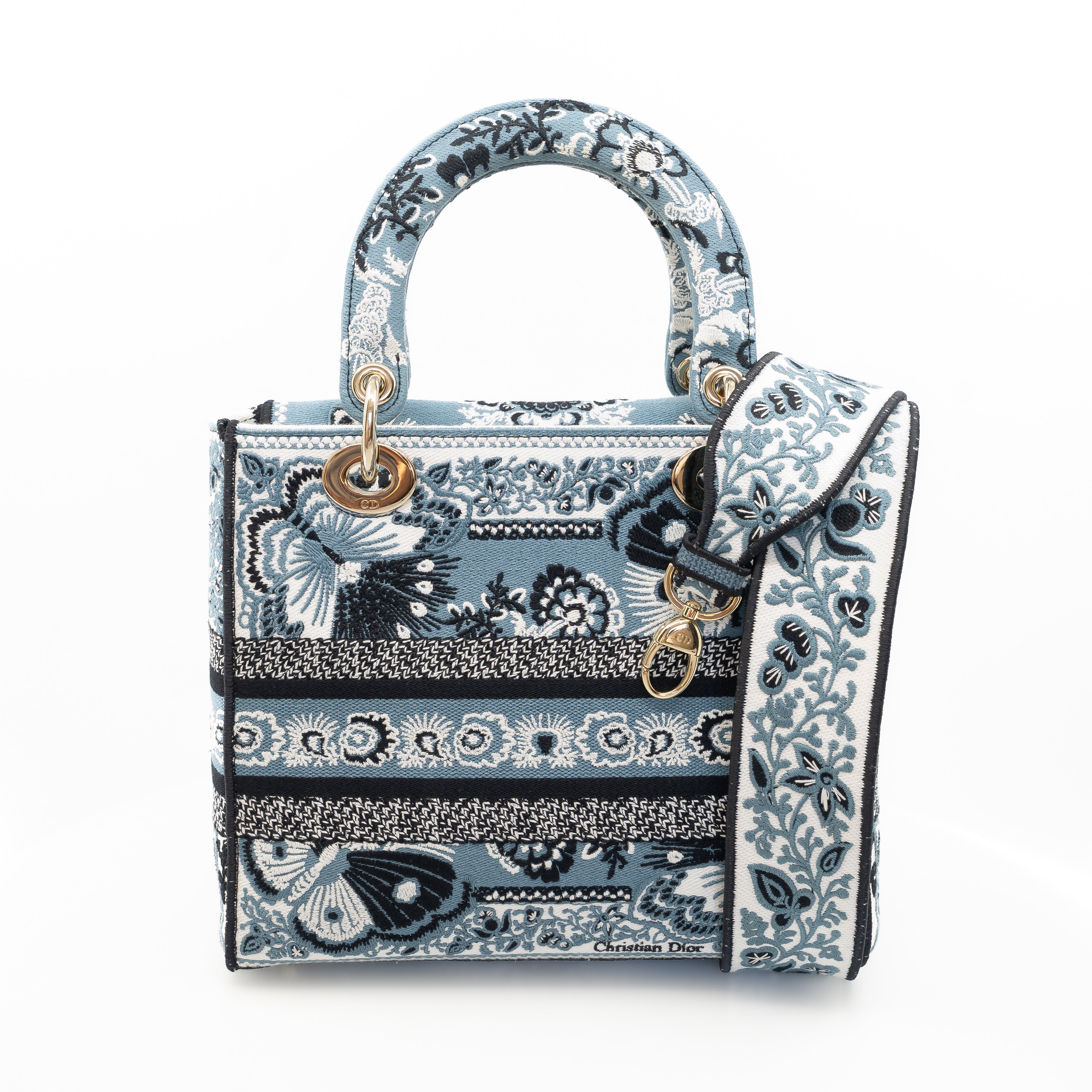 Lady D-Lite Medium Bag Embroidered Canvas