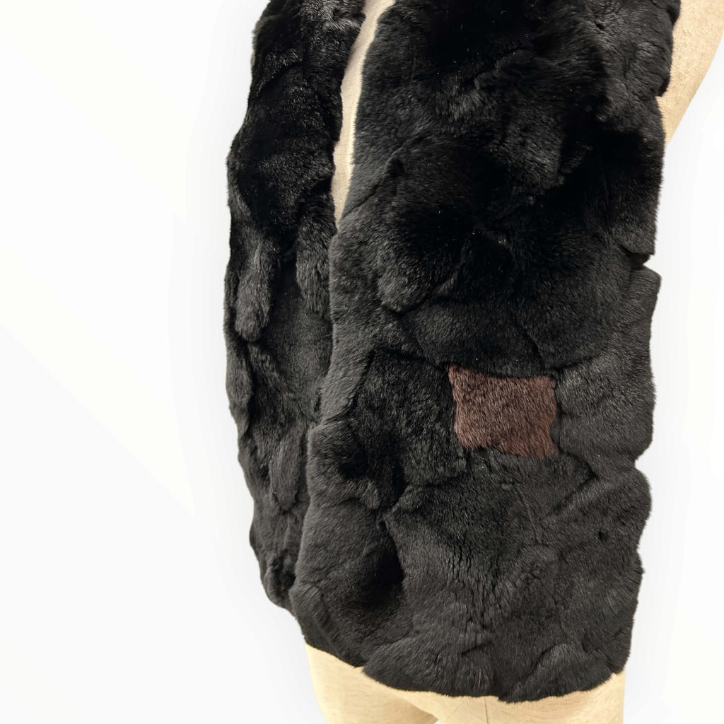 Chanel Black Genuine Fur Patchwork Stole with Silk Lining
