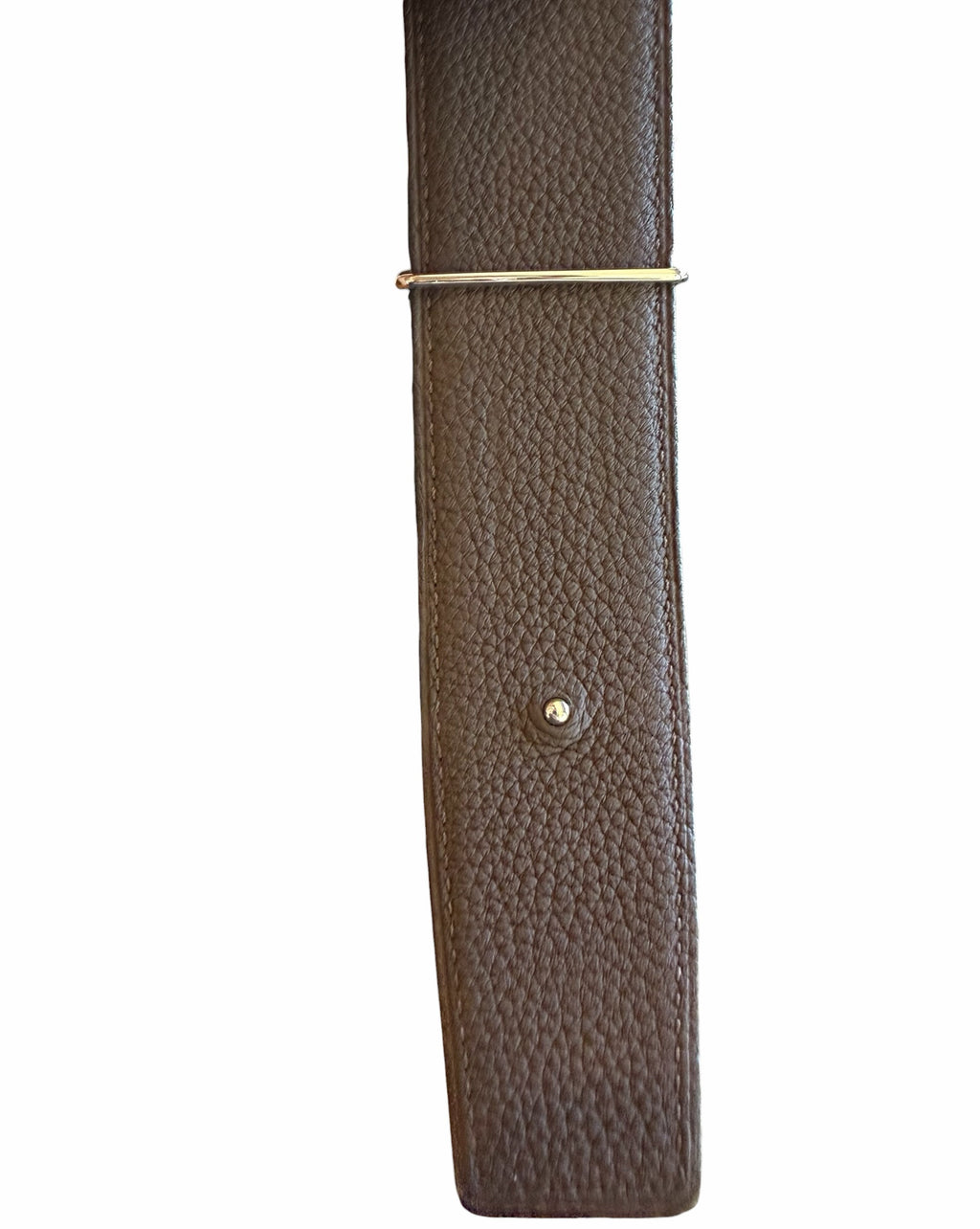 Studio444 brown textured leather waist belt with a metallic stud and silver-tone hardware detail
