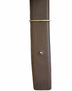 Studio444 brown textured leather waist belt with a metallic stud and silver-tone hardware detail